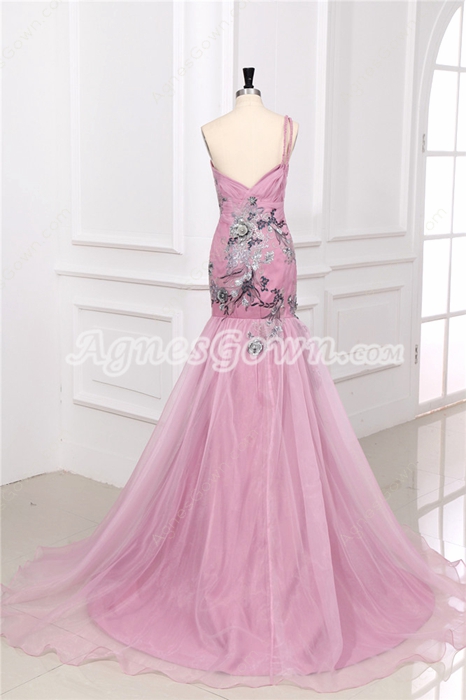 Exquisite Pink Mermaid Celebrity Evening Dresses 