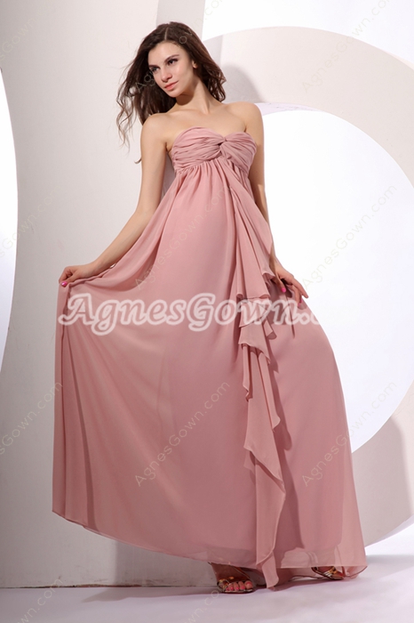 Romantic Empire Dusty Rose Chiffon Maternity Prom Dress 
