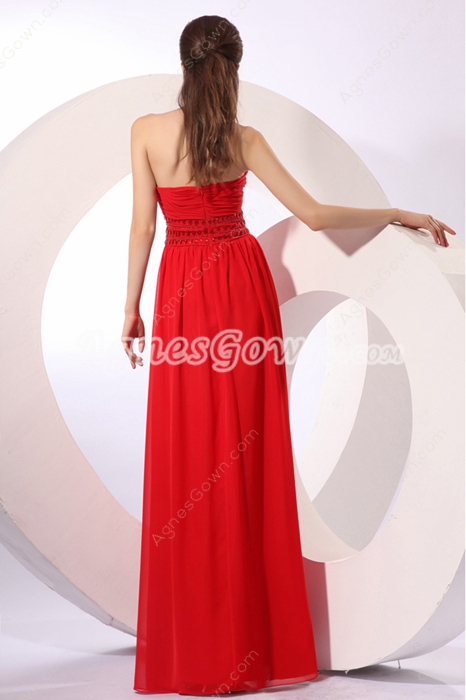A-line Red Chiffon Long Prom Party Dress