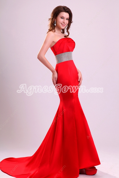Strapless Red Mermaid Prom Dress