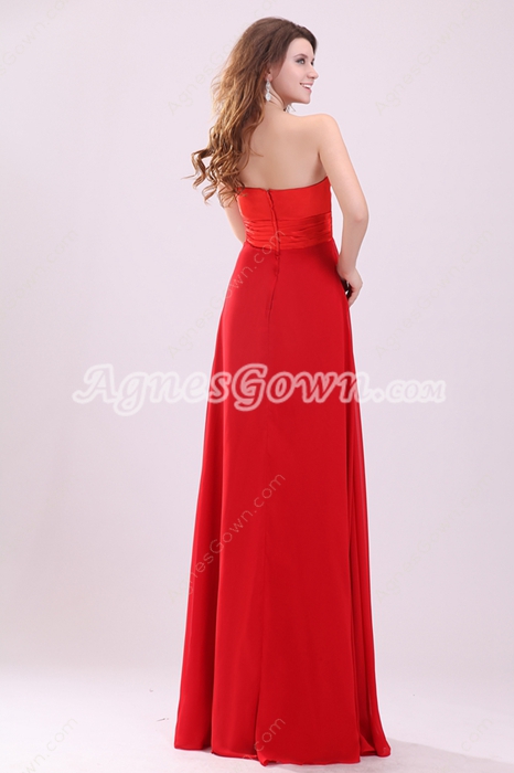 Stunning Red Colored Sweetheart Red Chiffon Long Prom Dress 