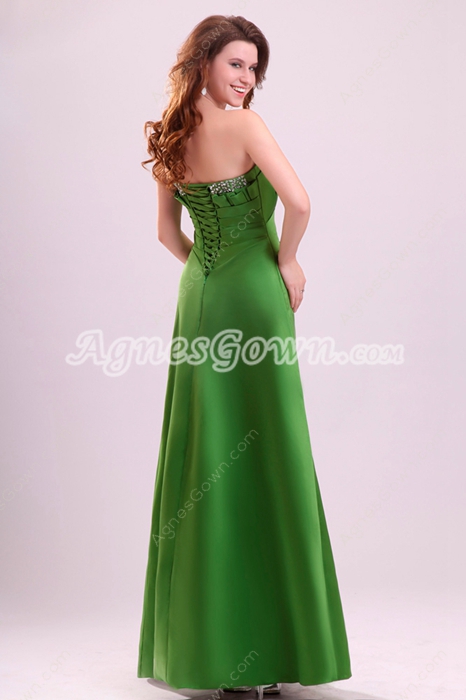 Stunning Strapless Ankle Length Green Junior Prom Gown 