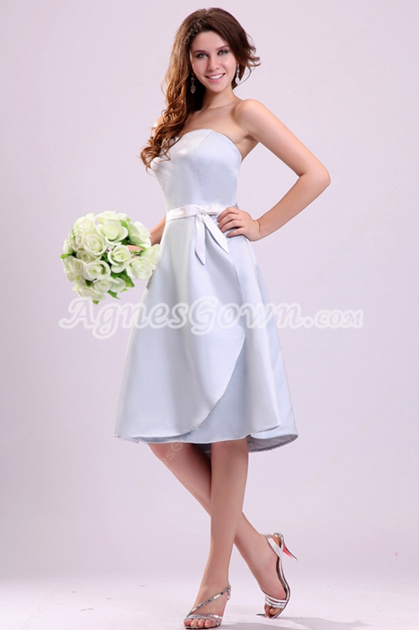 Modest Sweetheart A-line Knee Length Light Sky Blue Bridesmaid Dress 