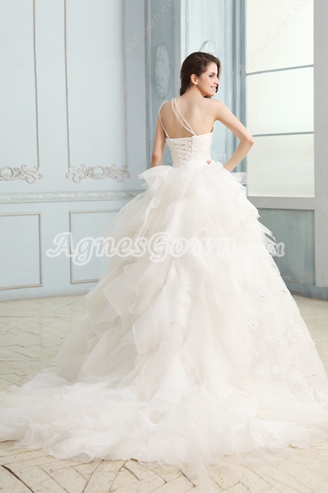 Romantic One Shouler Princess Lace Wedding Dress 