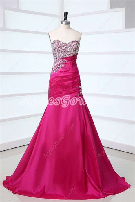 Chic Fuchsia Fitted Evening Dresses