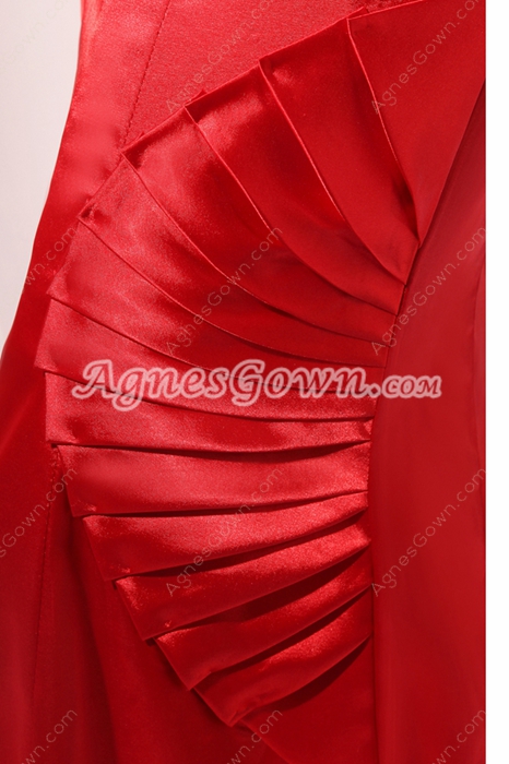 Impressive Shallow Sweetheart Sheath Red Satin Evening Dress 
