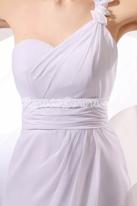 Graceful One Shoulder White Cocktail Dress 