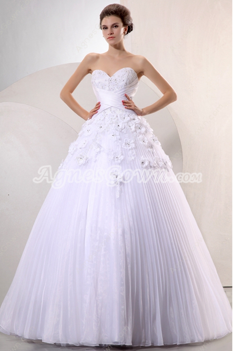 Fairytale Sweetheart Princess Wedding Dress With Daisy Flowers 