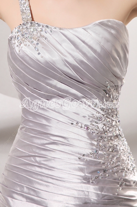 Noble Single Straps Sheath Full Length Silver Prom Dress 