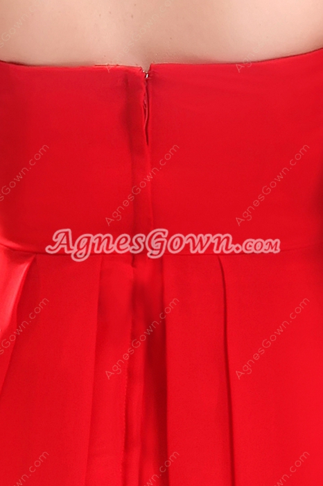 Stunning Empire Floor Length Red Chiffon Plus Size Junior Prom Dress 