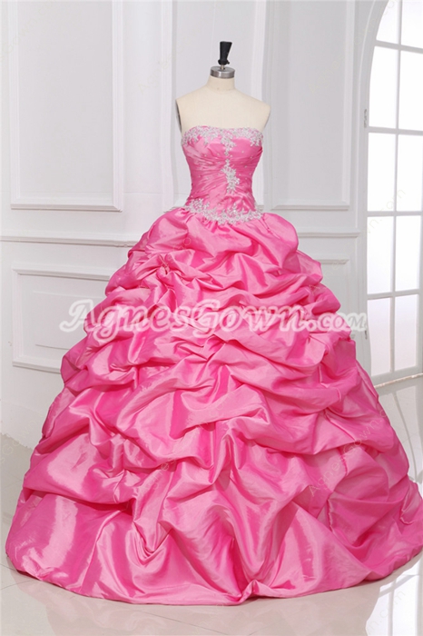 exclusive Hot Pink Taffeta Sweet 16 Dress With Rosette 