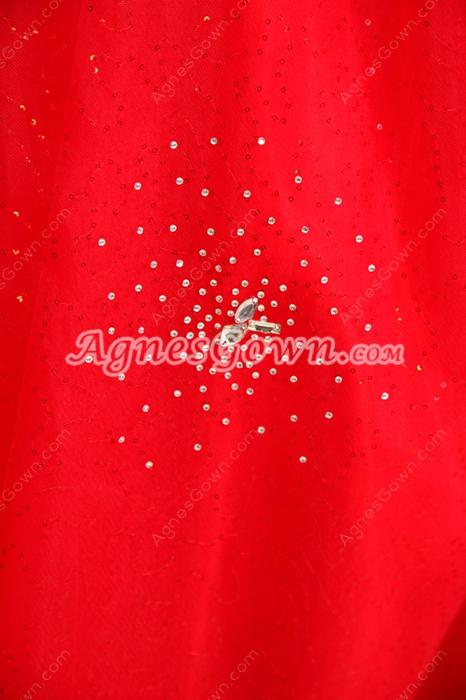 Pretty Strapless Neckline Ball Gown Floor Length Red Sweet 15 Dress