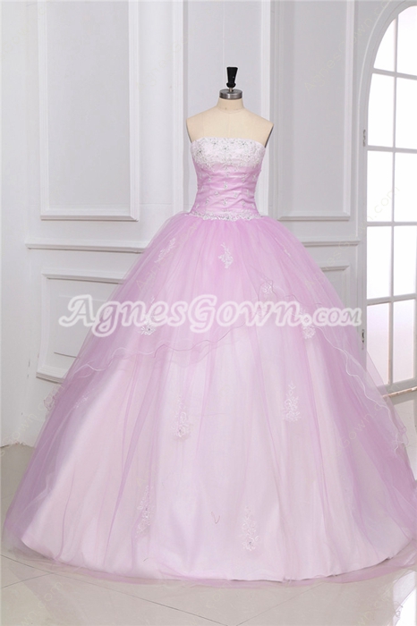 Beautiful Strapless Ball Gown Pearl Pink Sweet 15 Dress 