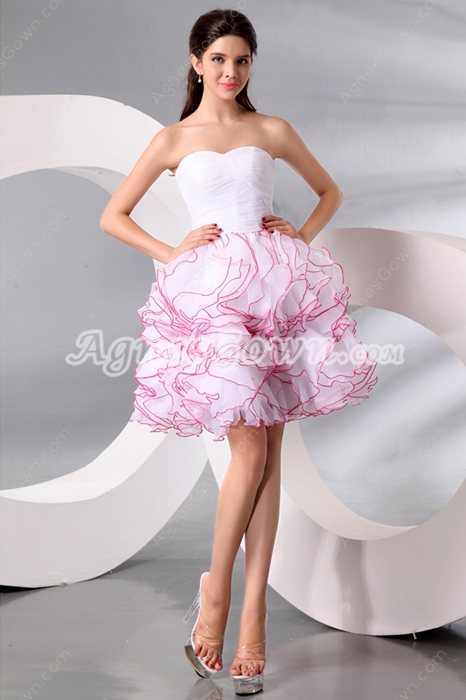 Adorable Sweetheart Ball Gown Mini Length Ruffled Sweet Sixteen Dress 