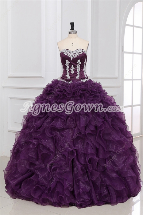 Classy Sweetherat Ball Gown Cinderella Eggplant Quinceanera Gown 