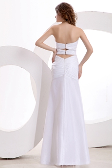 Modern Shallow Sweetheart Column White Cocktail Dress Front Slit 