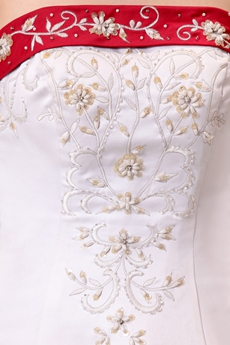 Dramatic Colorful Satin Red & White Wedding Dress 