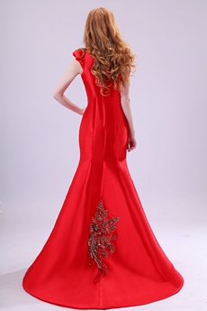 Wonderful One Shoulder Trumpet/Mermaid Red Prom Dress With Sequins 
