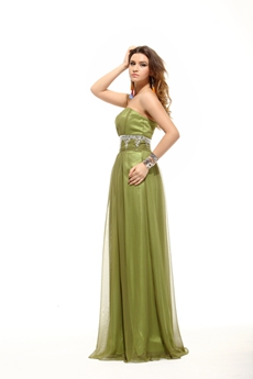 Discount Olive Green Chiffon Plus Size Prom Gown