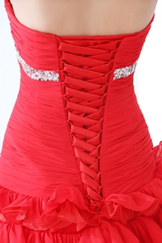 Chic Sweetheart A-line Mini Length Red Cocktail Dress Corset Back 