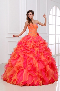 Breathtaking Ruffled Colorful Quinceanera Dress 