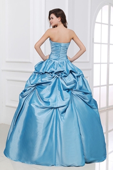 Classic Sweetheart Ball Gown Taffeta Blue Color Sweet 15 Dress 