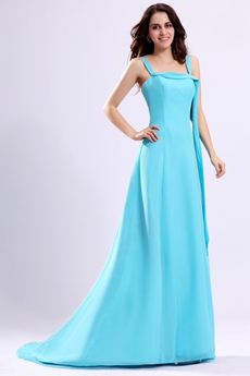 Trendy A-line Blue Chiffon Evening Dress 