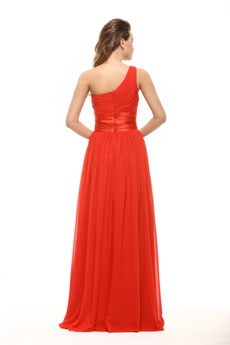 Amazing One Shoulder A-line Red Chiffon Formal Prom Dress For Juniors 