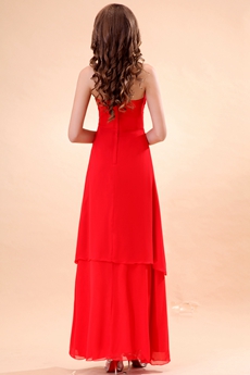 Top Halter Ankle Length Red Chiffon Formal Evening Dress 