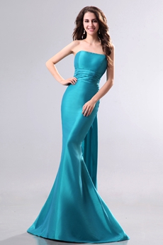 Charming Strapless Trumpet/Mermaid Teal Satin Formal Evening Gown