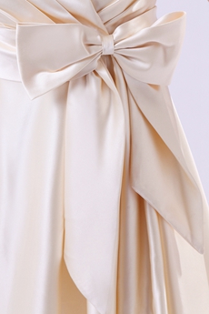 V-Neckline Cap Sleeves Mini Length Champagne Satin Wedding Guest Dress 