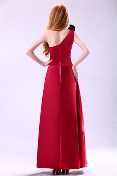Delish One Shoulder Ankle Length Red Prom Dress With Frills 