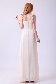 Exclusive One Straps Full Length Champagne Chiffon Prom Dress For Juniors