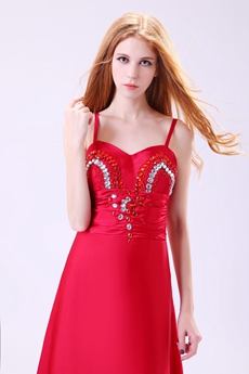 Wonderful Spaghetti Straps Ankle Length Red Junior Prom Dress 
