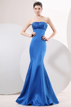 Fitted Strapless Full Length Trumpet/Mermaid Royal Blue Prom Dress