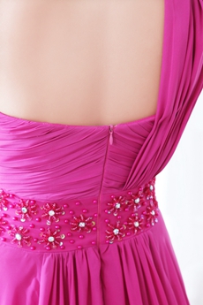 Flattering One Shoulder A-line Fuchsia Prom Dress 2016