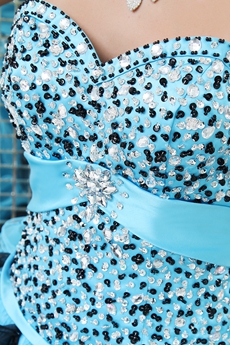 Colorful Sweetheart Ball Gown Organza Blue & Black Sweet 15 Dress 