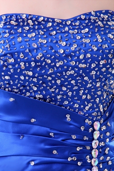 Stylish Sweetheart Royal Blue Satin Prom Dress With Great Handwork 