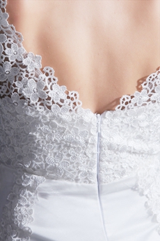 Grecian V-Neckline Column Full Length Lace Wedding Dress 
