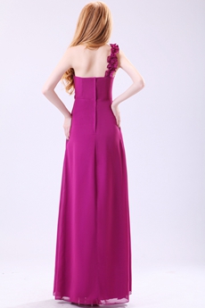 Delicate One Straps Ankle Length Fuchsia Prom Dress With Ruffles