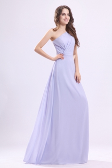 Noble One Shoulder A-line Lavender Chiffon Bridesmaid Dress 