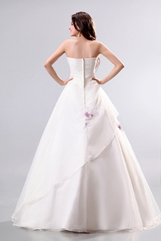 Modesty Organza Ball Gown Wedding Dress With Appliques 