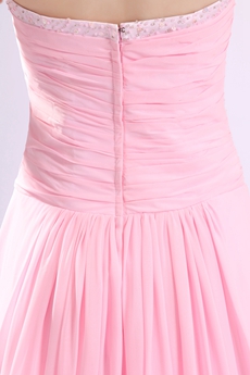 Sexy Halter A-line Pink Chiffon High Slit Evening Dress 
