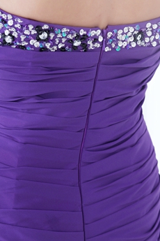 Qualified Sheath Full Length Purple Chiffon Prom Dress With Beads & Sequins