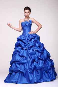 Beautiful Military Ball Gown Floor Length Taffeta Royal Blue Sweet 15 Dress