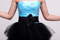 Short Puffy Blue & Black Quinceanera Dress For Damas