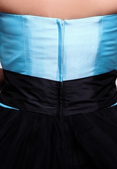 Short Puffy Blue & Black Quinceanera Dress For Damas