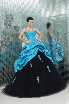 Brilliant Multi Colored Blue & Black Ball Gown Quinceanera Dress 