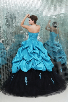 Brilliant Multi Colored Blue & Black Ball Gown Quinceanera Dress 