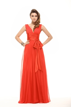 Terrific V-neckline Red Evening Dress 